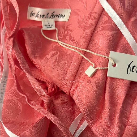 For Love & Lemons Gabrielle Pink Damask Mini Dress Size Large NWT - Picture 7 of 7